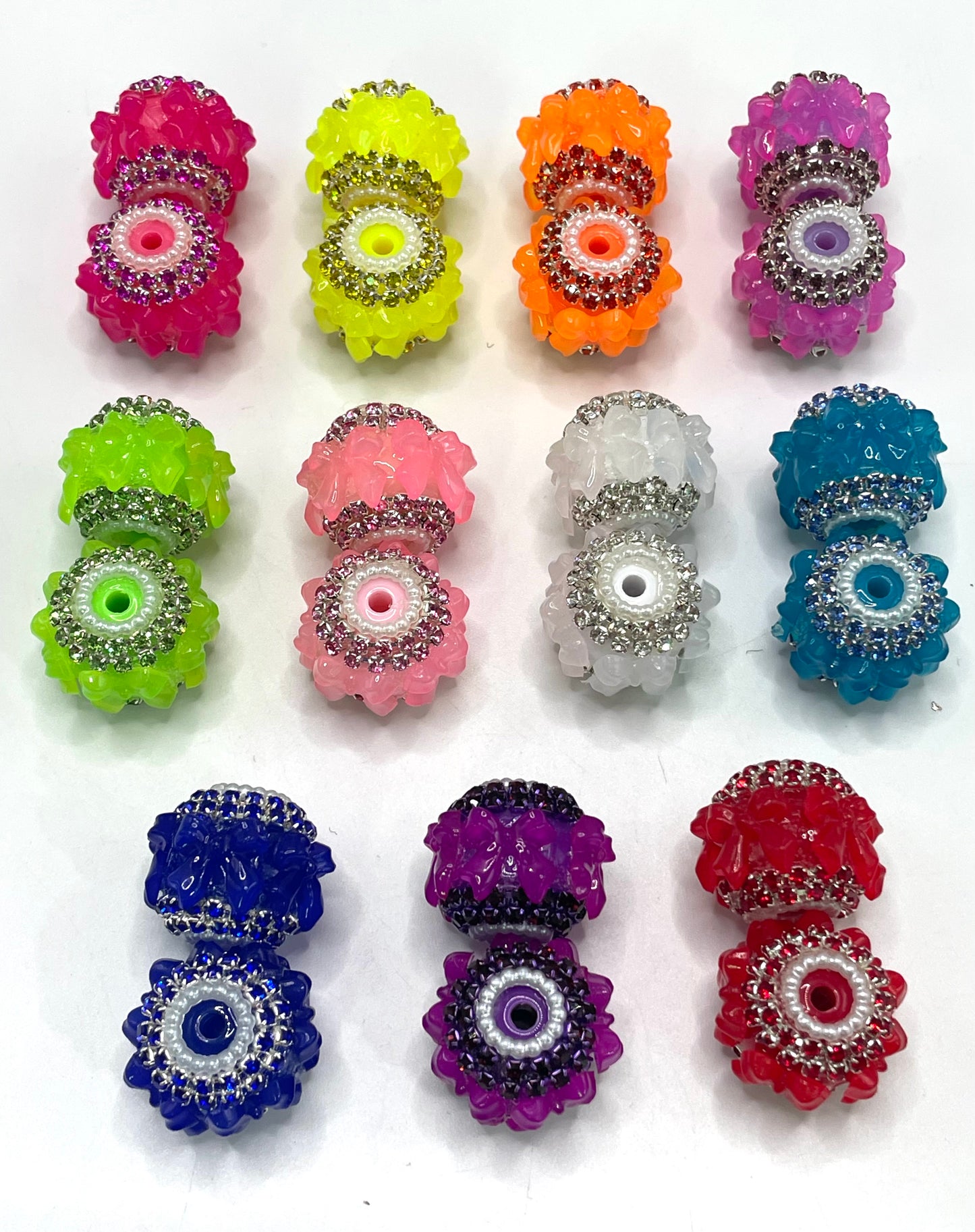 Neon bow Pearl gasket Spacers Candy-colored bow Acrylic bow beads 18mm Random Mix