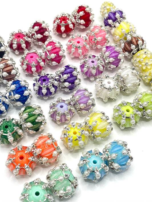 fancy  Acrylic Pumpkin beads lantern bead rhinestone chain pearls Multicolored beads Random Mix