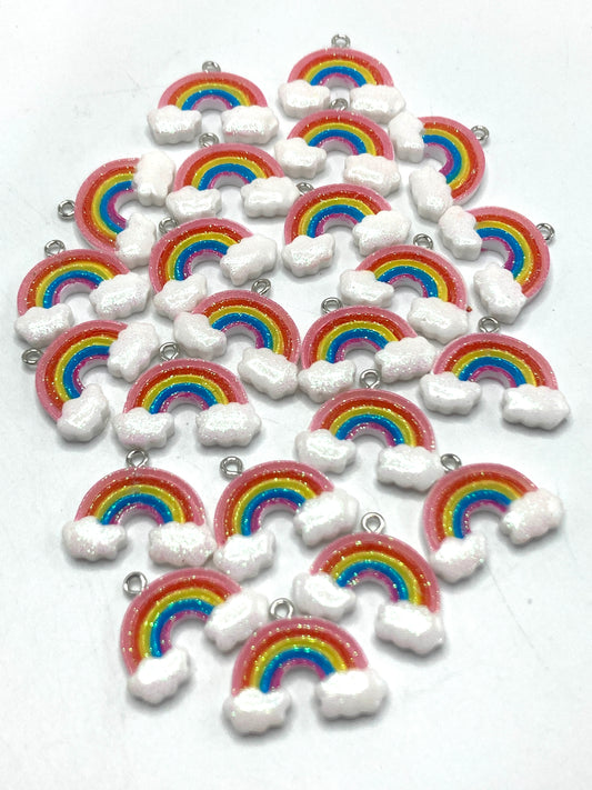 Rainbow clouds Pendant glitter  26mm