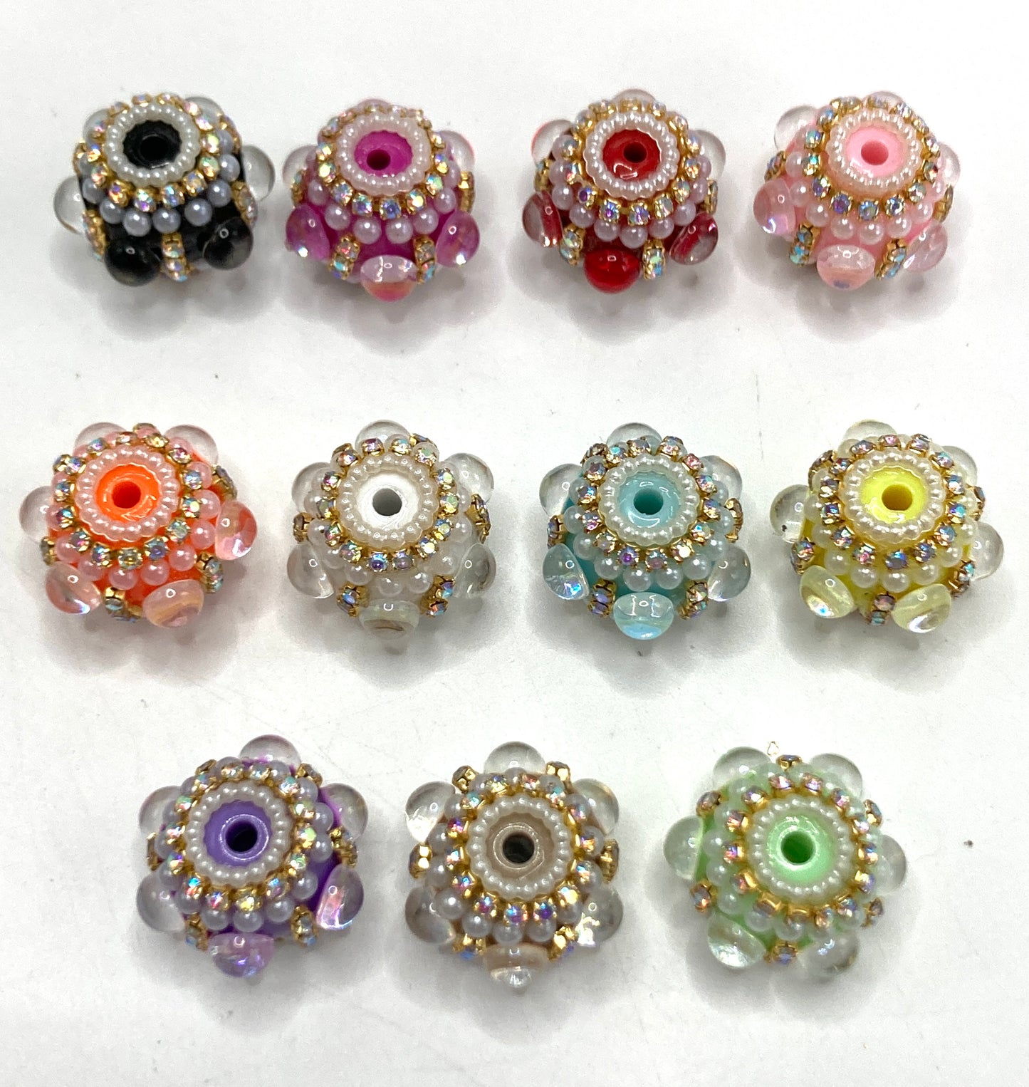 Fancy Beads Bubble beads Golden Chain Little Pearl Pearl gasket Multicolored transparent heart Random Mix