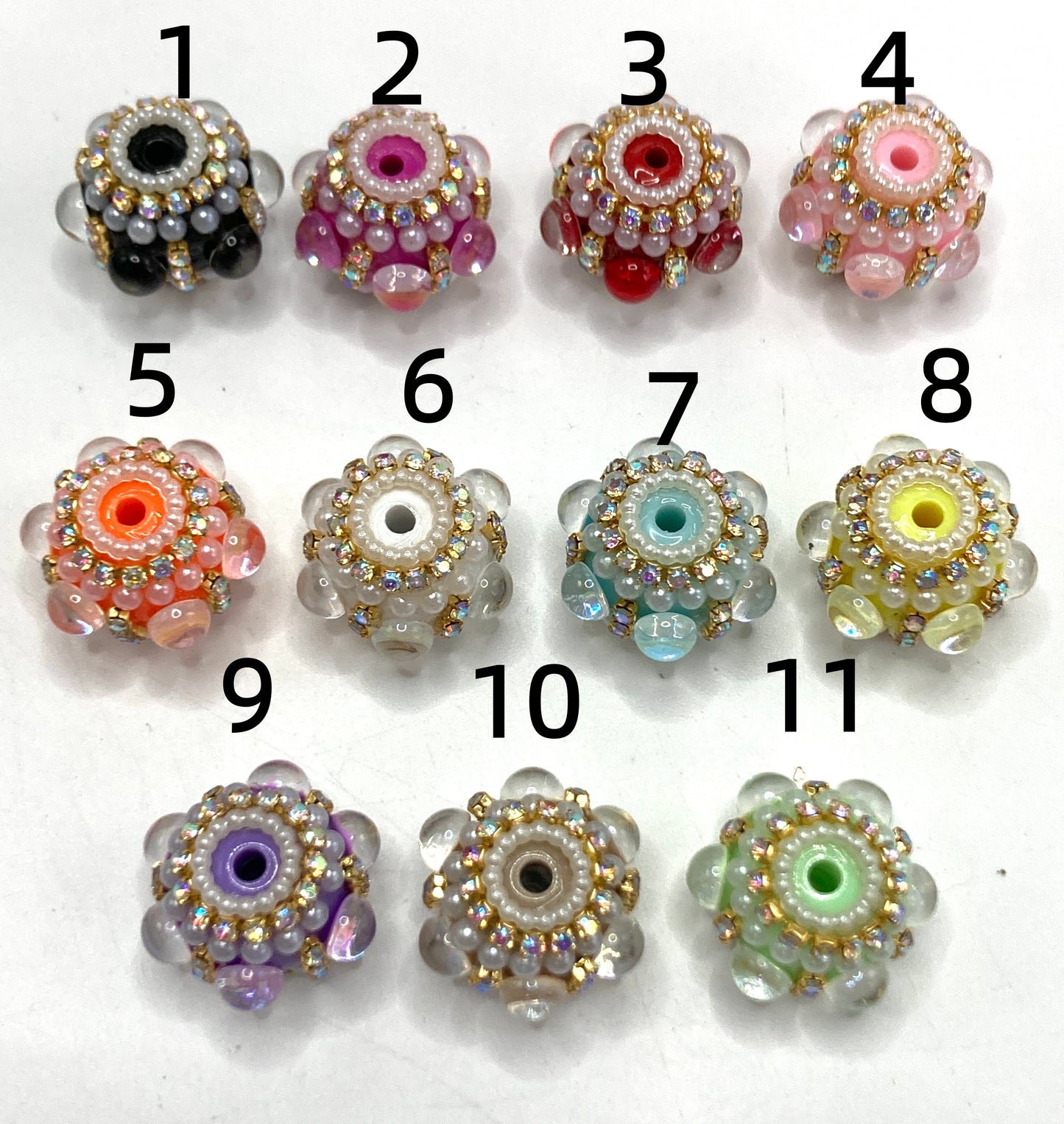 Fancy Beads Bubble beads Golden Chain Little Pearl Pearl gasket Multicolored transparent heart Random Mix