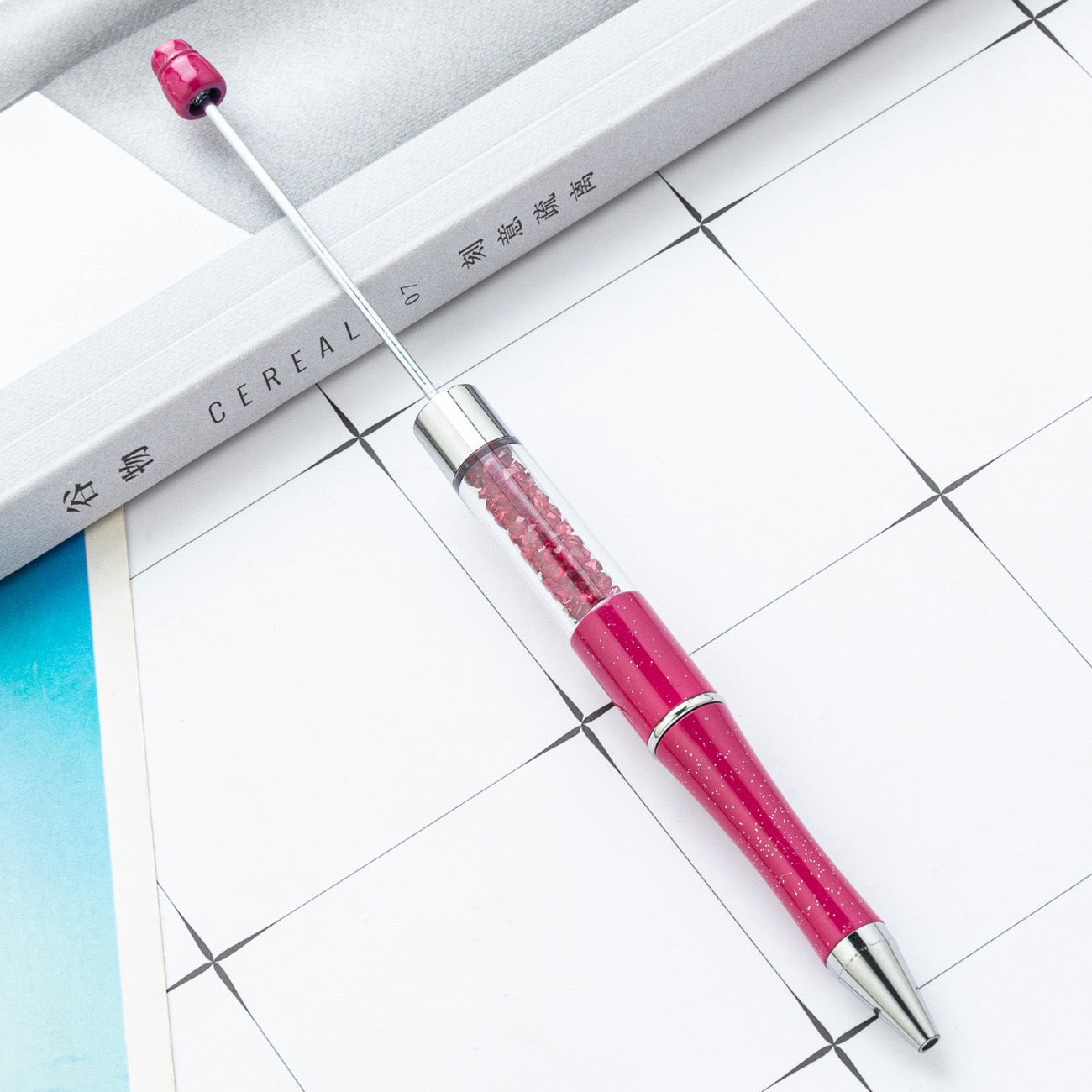 diy pen has the crystal inside the empty plastic tube beadable pen beaded pen ball point plastic pen