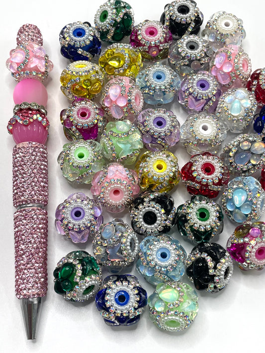 Fancy Beads Butterfly Elliptical bubble Rhinestone Silver chain and pearl gasket Beads 20mm Random Mix