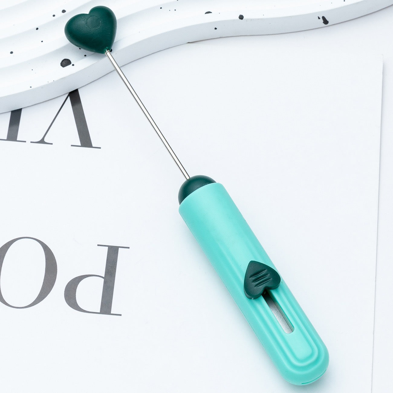 Diy beadable beaded box opener cutter package opener with heart shape top