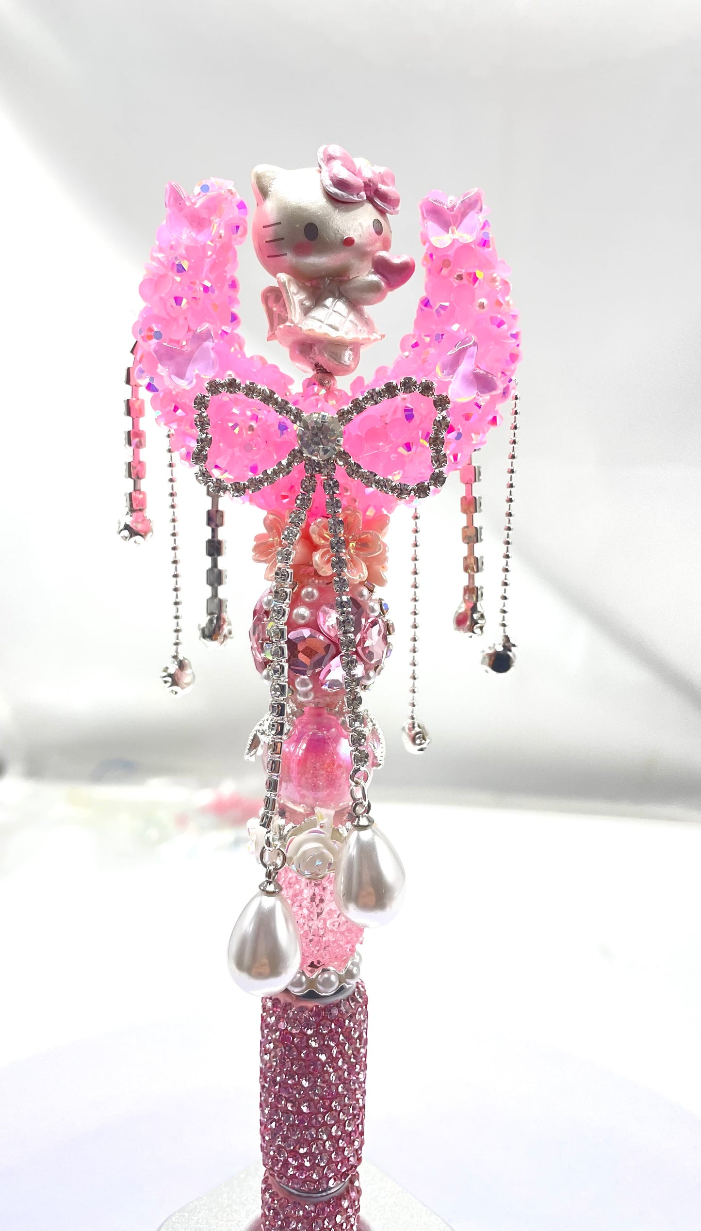 beaded beadable fancy moon beads with rhinestone chain bow dangling butterfly,colorful,random mix