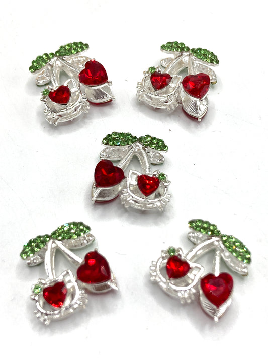 Alloy beads HK Heart Cherry Bead  Red heart symbol Rhinestone Random Mix