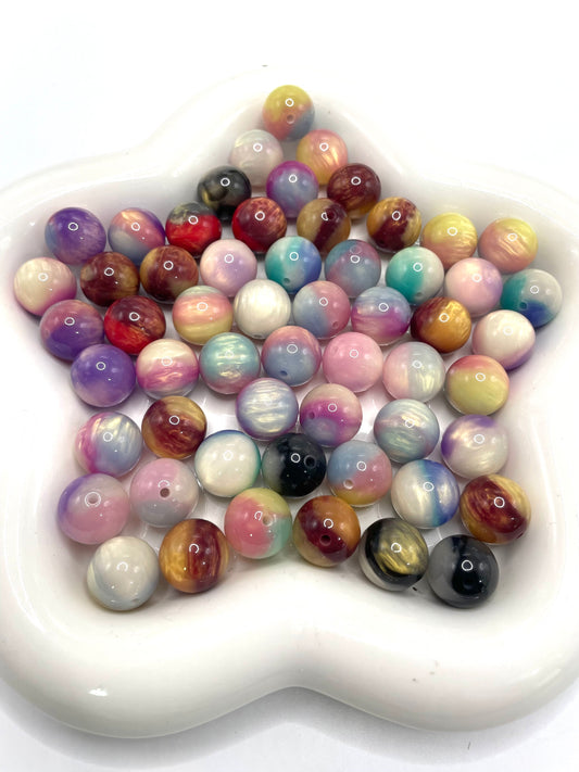 Acrylic beads Lava flow ombre glitter Shimmering luster 16mm Random Mix