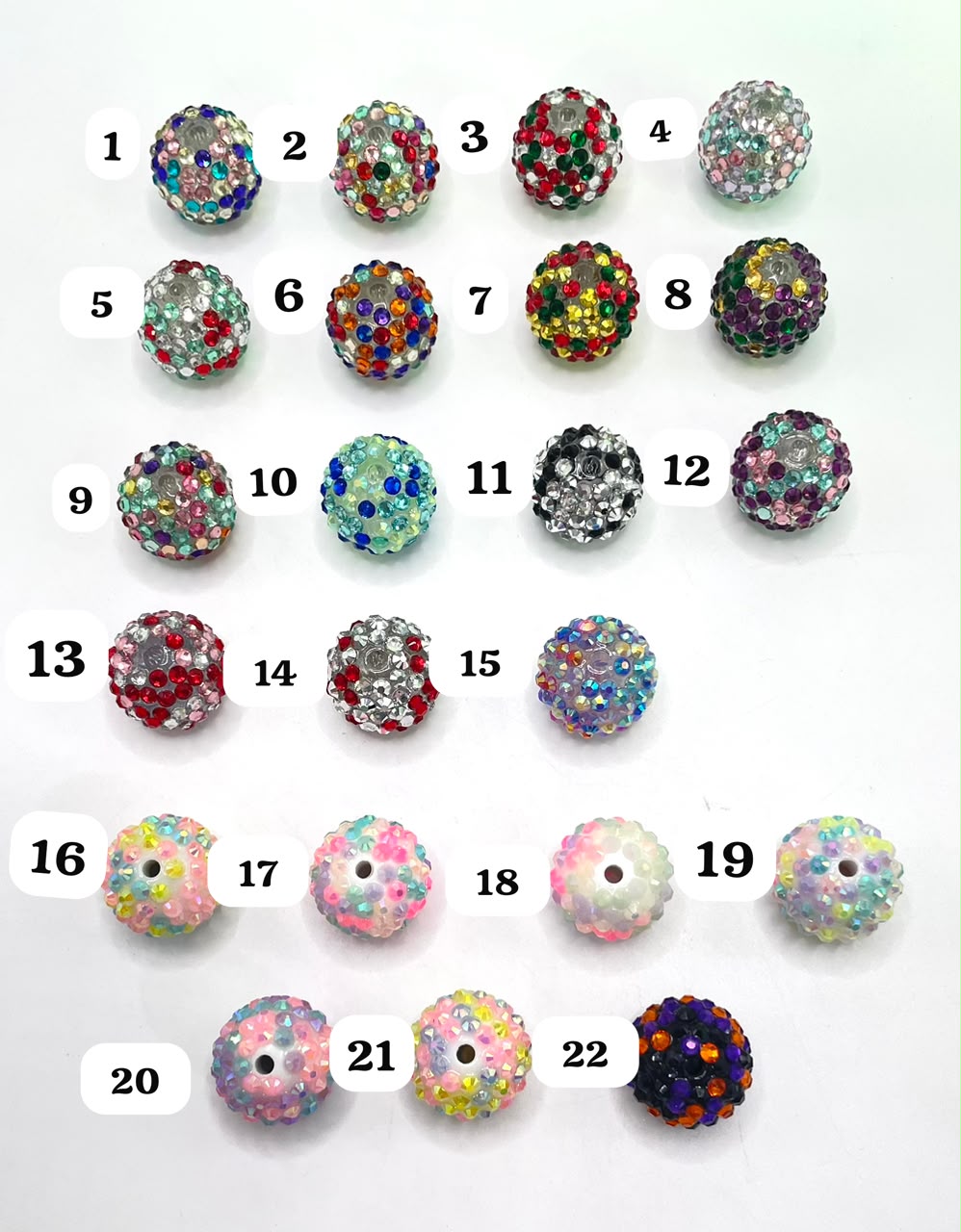 Rhinestone Disco ball beads ,mixed color sparkly clay beads for jewelry making diy bracelet 20mm