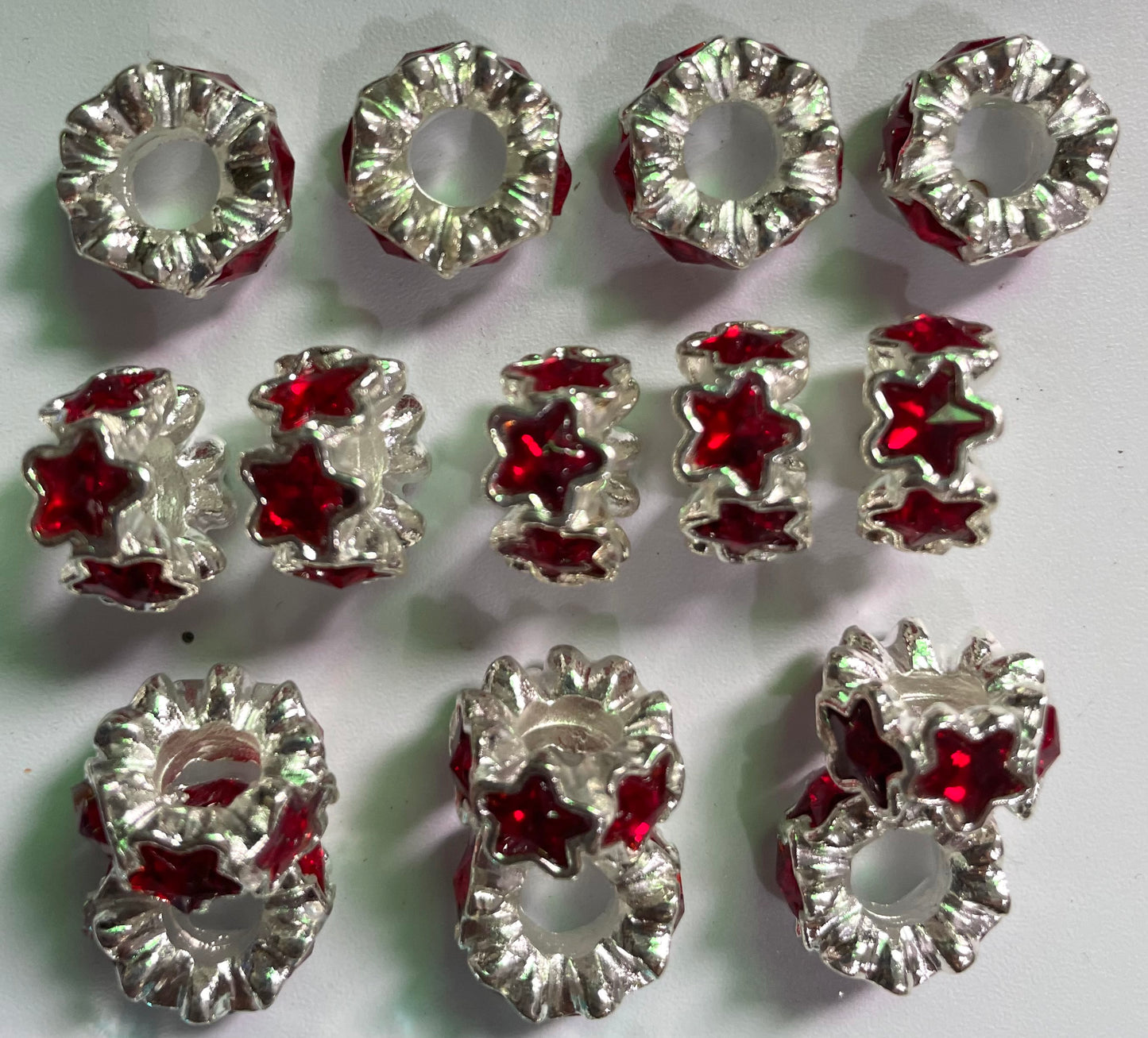 Alloy Metal Spacers Stars Silver Five-pointed star Rhinestone Spacers Random Mix
