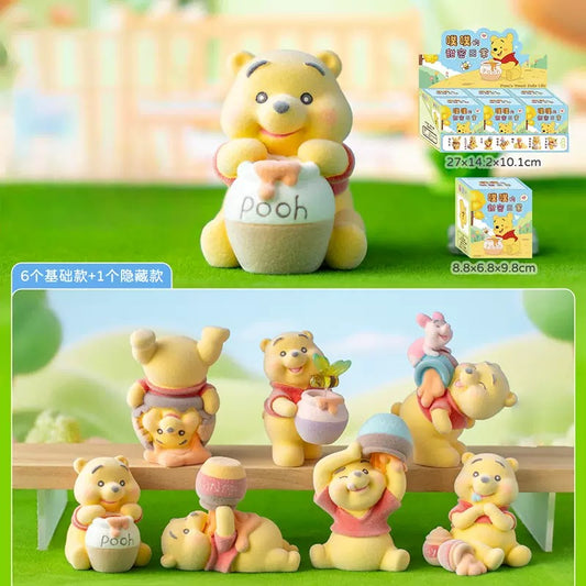 Winnie Pooh honey sweet time fuzzy flocked ,whole set,blind box pen topper figure character
