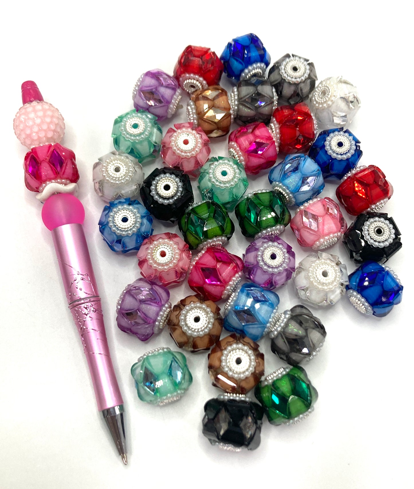 Fancy Beads Pumpkin beads Rhombus mirror Heart piece Pearl gasket Metal gasket beads Random Mix 20mm