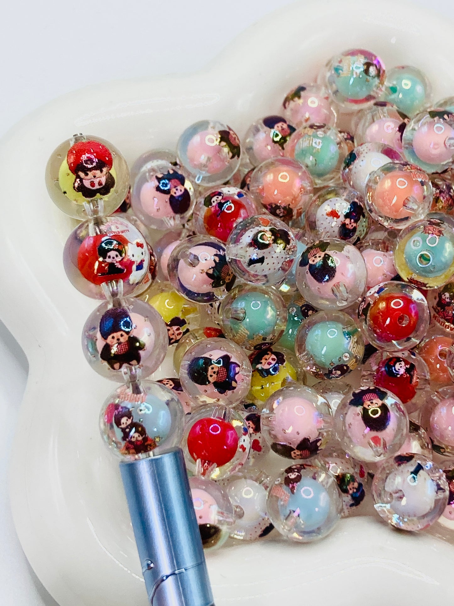 Acrylic beads mochichi Toy character beading Sugar-coated beads Double-layer beads 16mm Random Mix