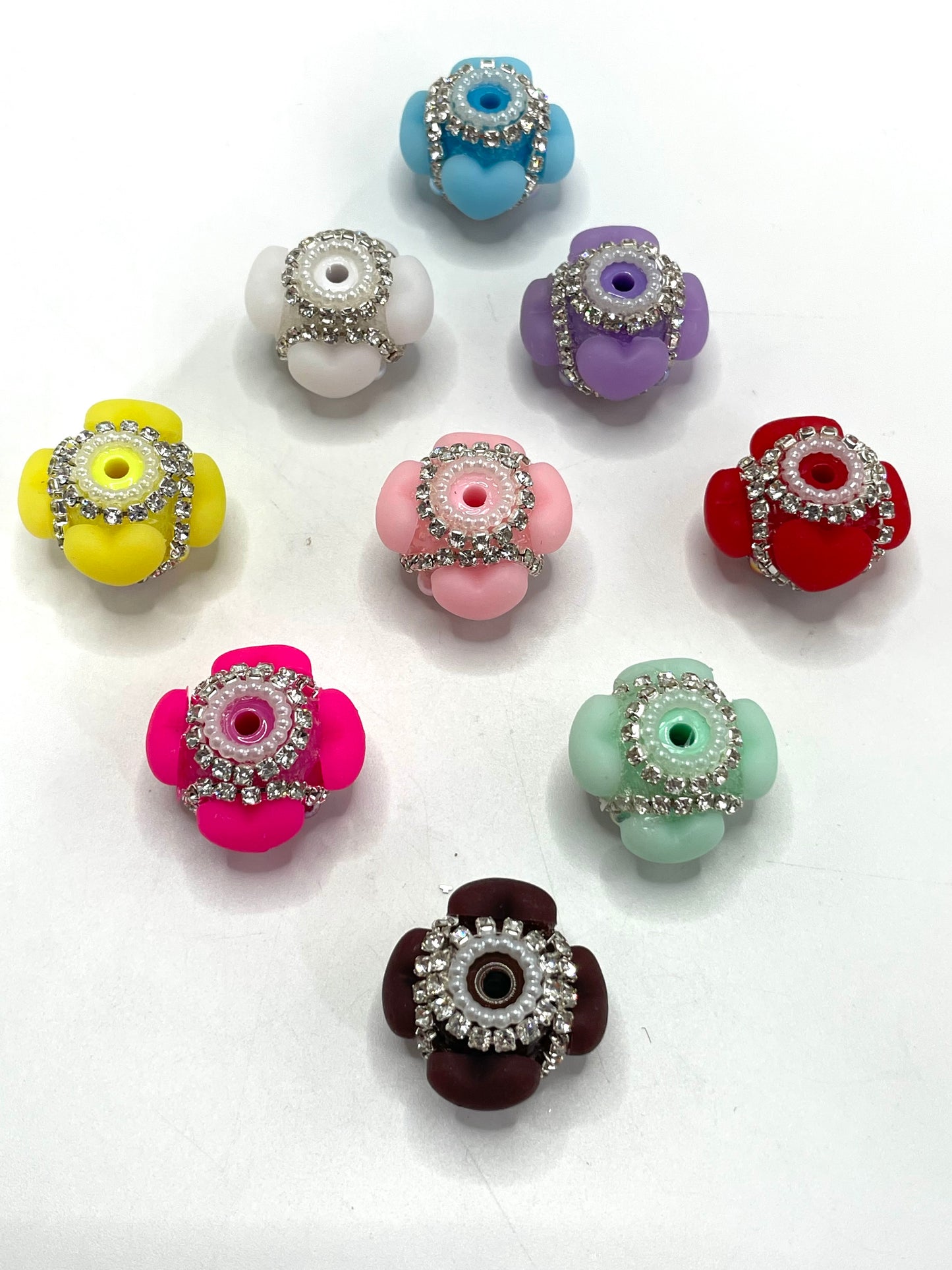 Acrylic beads Fancy Beads Sanded Heart Matte Candy-colored heart 19mm Random Mix