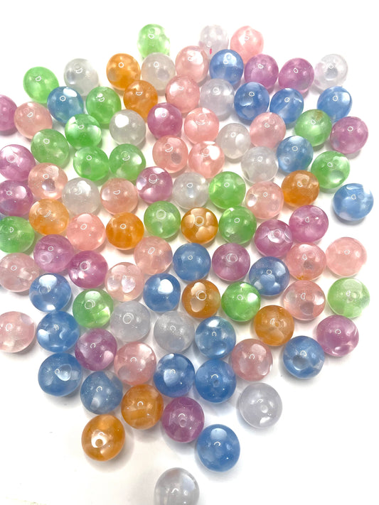 Acrylic glitter bead with heart shape inside colorful ,16mm random mix