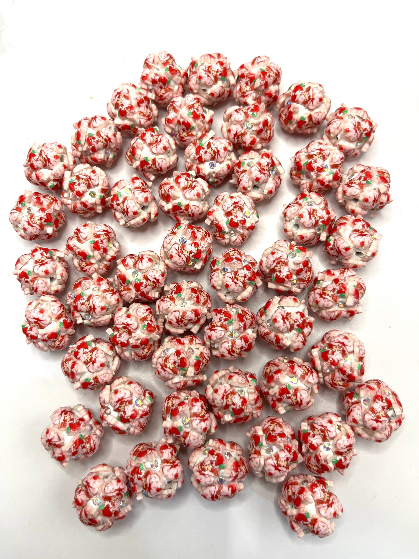 fancy character figure strawberry girl clay bead ,random mix