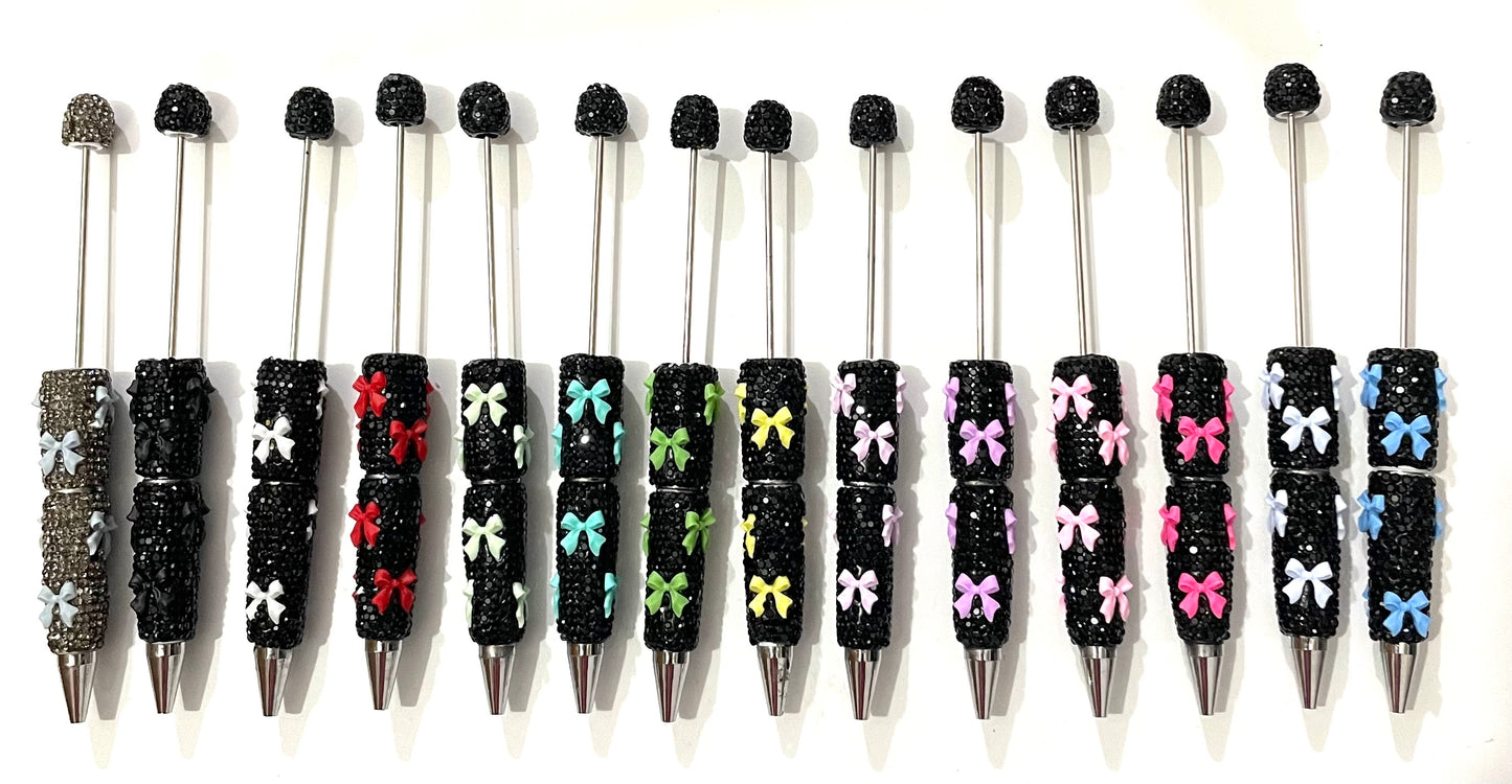 bow pen fancy clay rhinestone bow pen ornaments with acrylic bow colored random mix