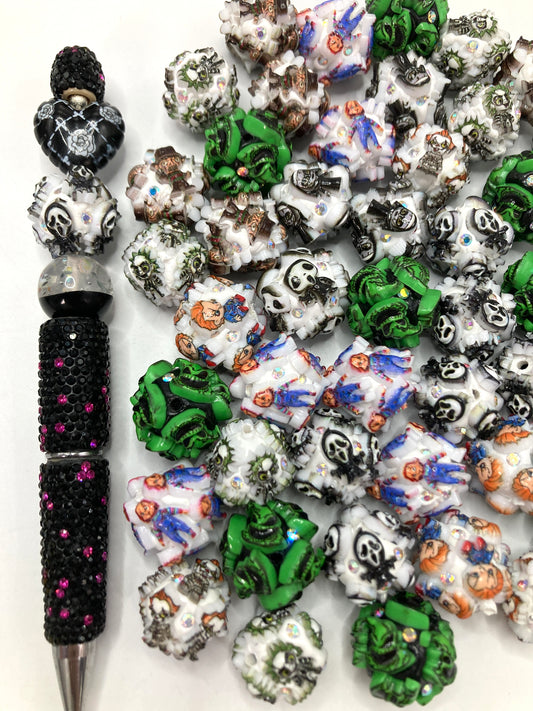 grinch Puppet beads Horror Terrible The protagonist of a horror movie Acrylic water droplet bead string jewelry Halloween Series Random Mix
