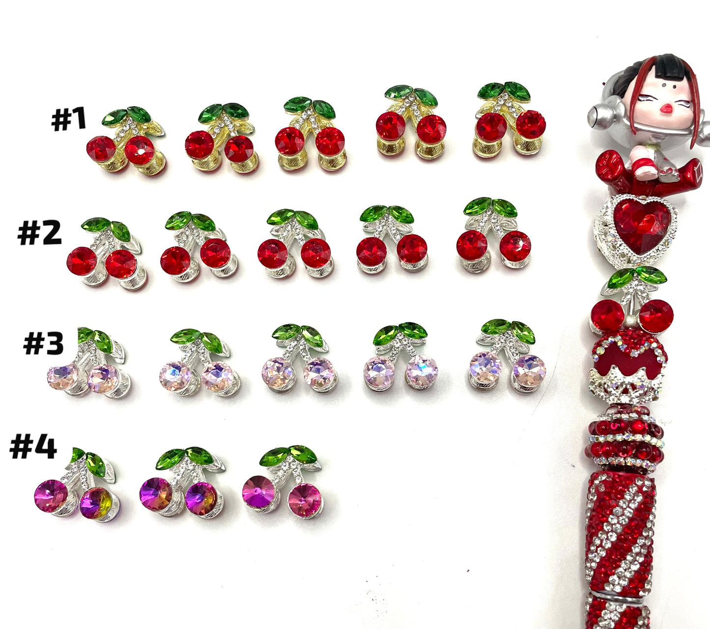 fancy metal metallic alloy beads cherry beads fancy Metal bead Cherry rhinestone 19mm