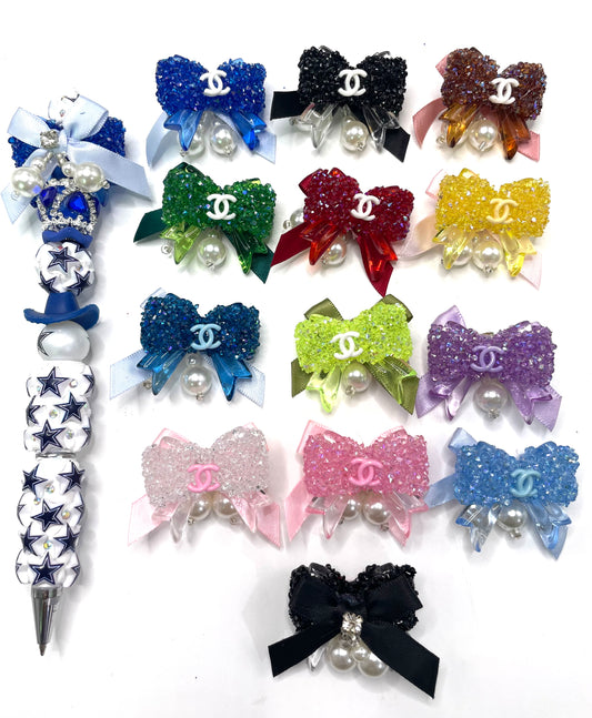 diy beaded beadable fancy textile fabrica bow beads design beads cc beads acrylic sugar bow beads ornaments with pearl dangel charm