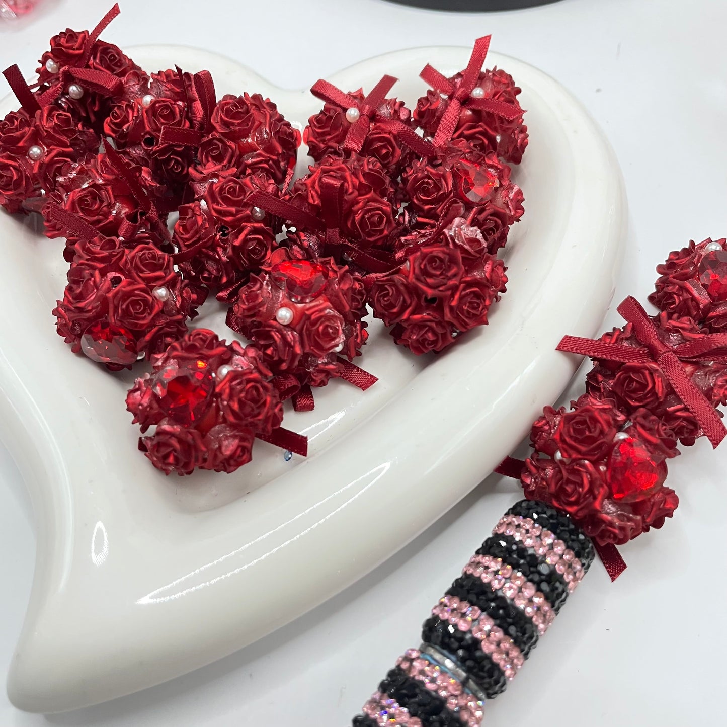 Soft flower beads bow flower bead bow heart flower beads 21mm
