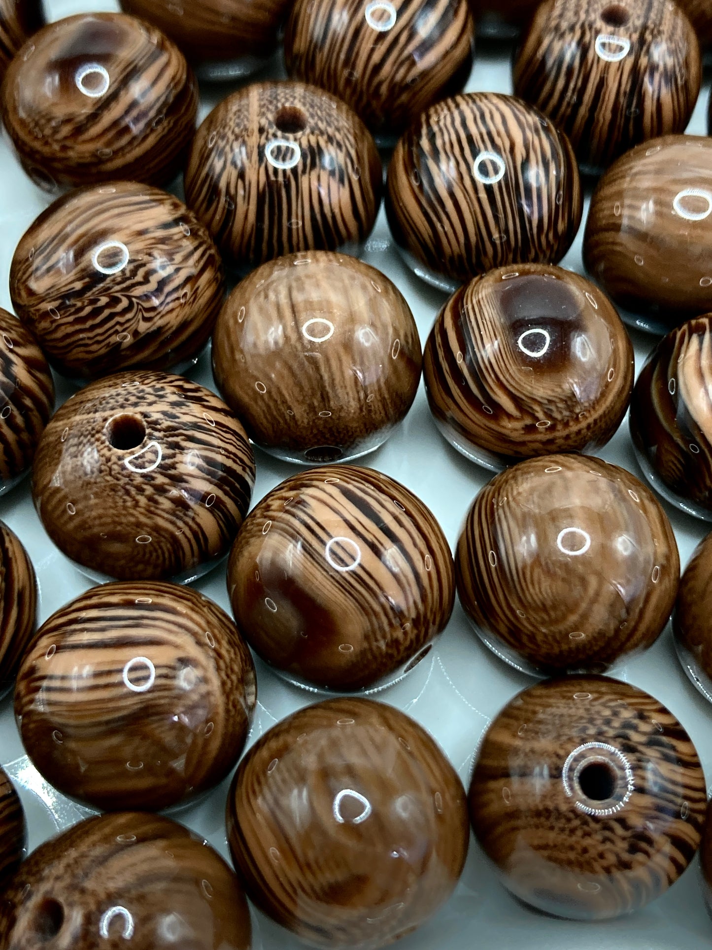Acrylic beads Wood grain beads Wood-grain acrylic beads 16mm