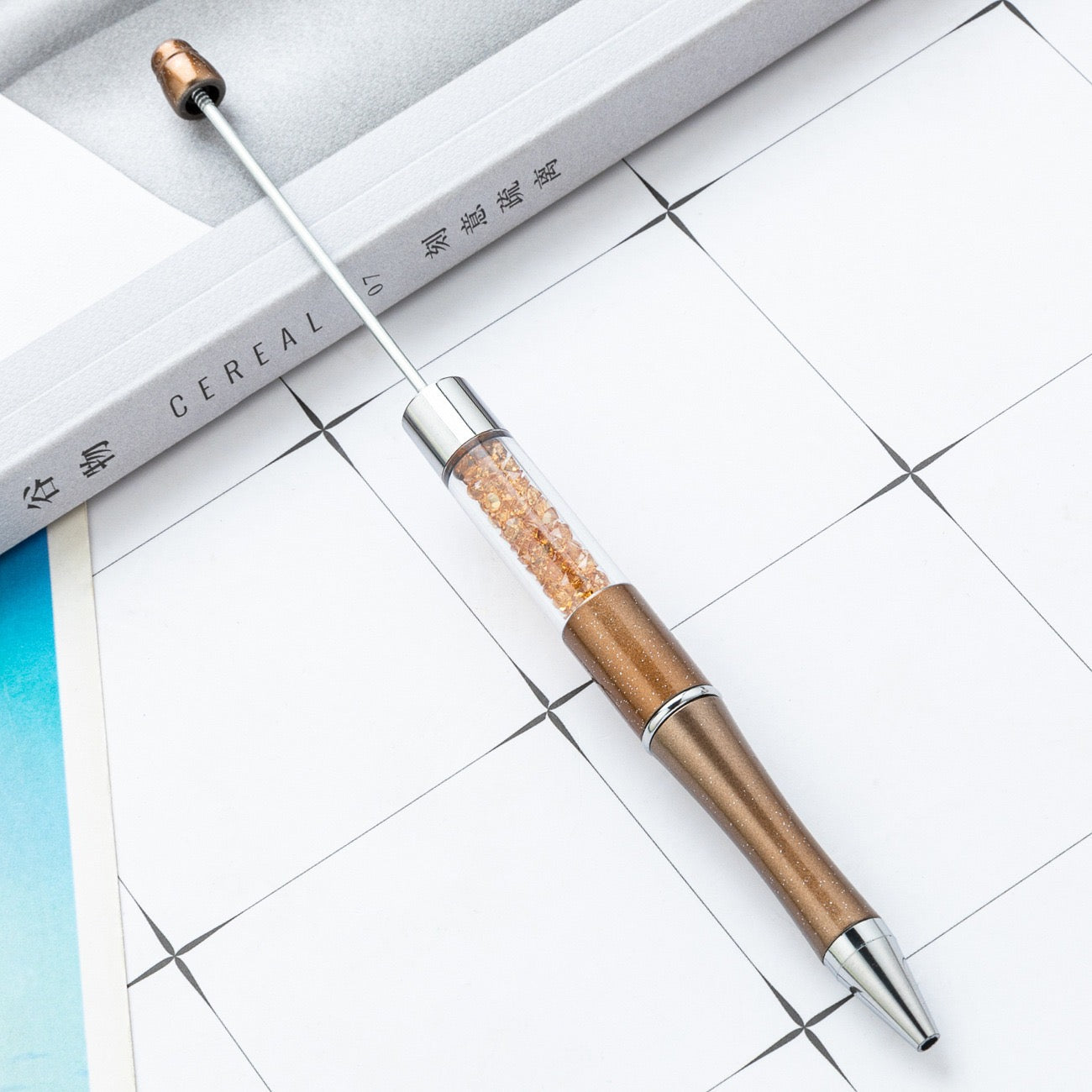 diy pen has the crystal inside the empty plastic tube beadable pen beaded pen ball point plastic pen