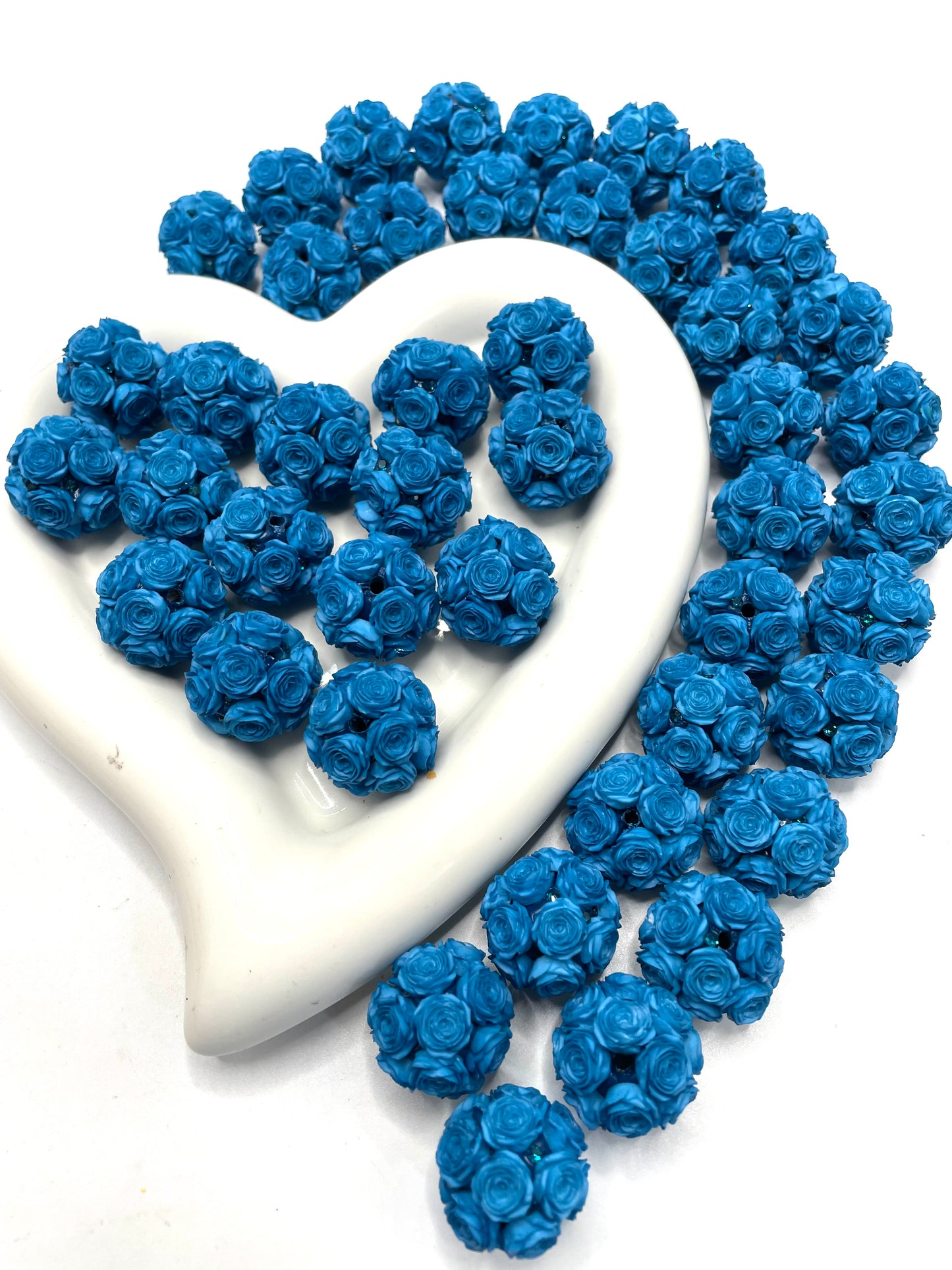 DIY soft rose flower beads ornament with rhinestone beaded beadable flower colored