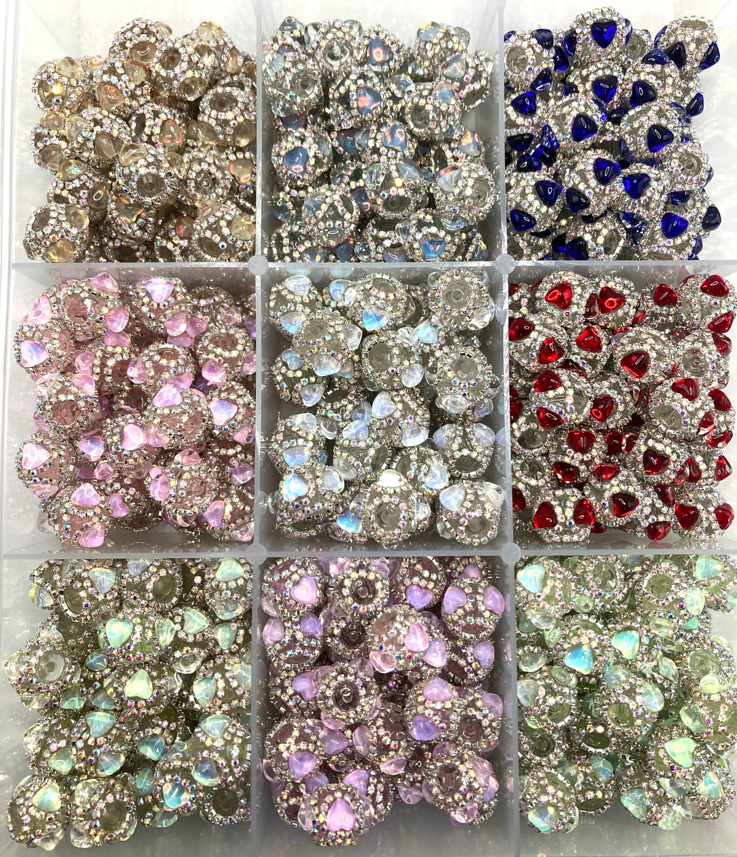 Fancy Beads mirror Transparent heart-shaped rhinestones Chain Acrylic beads Random Mix