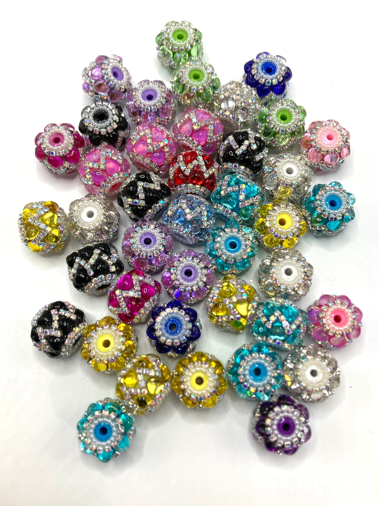 Acrylic heart beads Love and Pearl Gasket Chain Bubble beads Random Mix 21mm