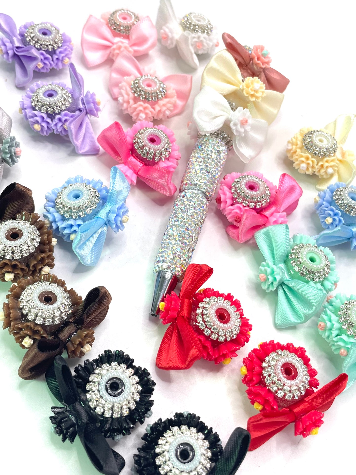 Diy beaded beadable  fancy beads  ornaments with rose flower golen color rhinestone chain pearl