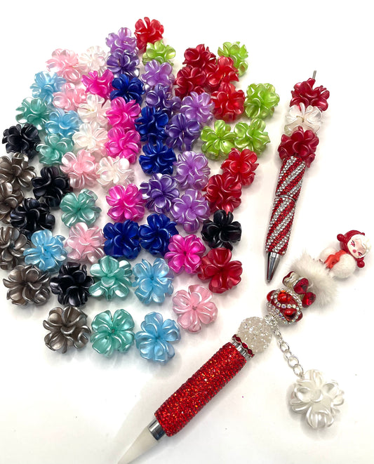 More colors Three-dimensional flower UV Resin bead with hook loop attach to charm ,Random Mix 25mm