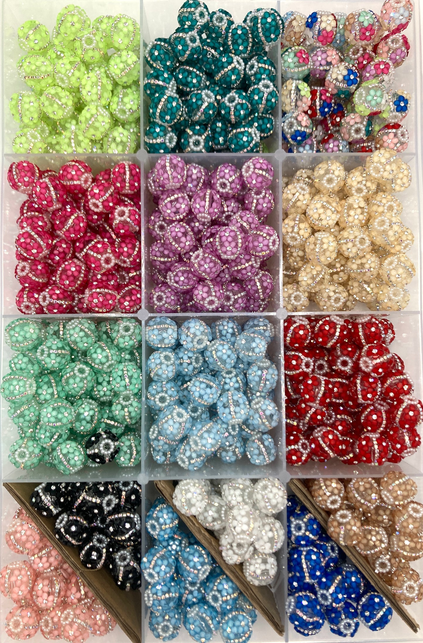 3d flower bea d with rhinestone fancy bead