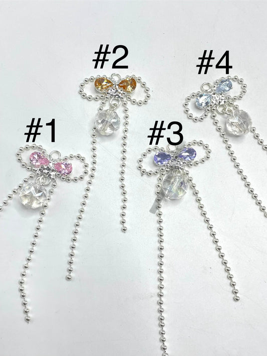 dangle beads bow shape with rhinestone bead