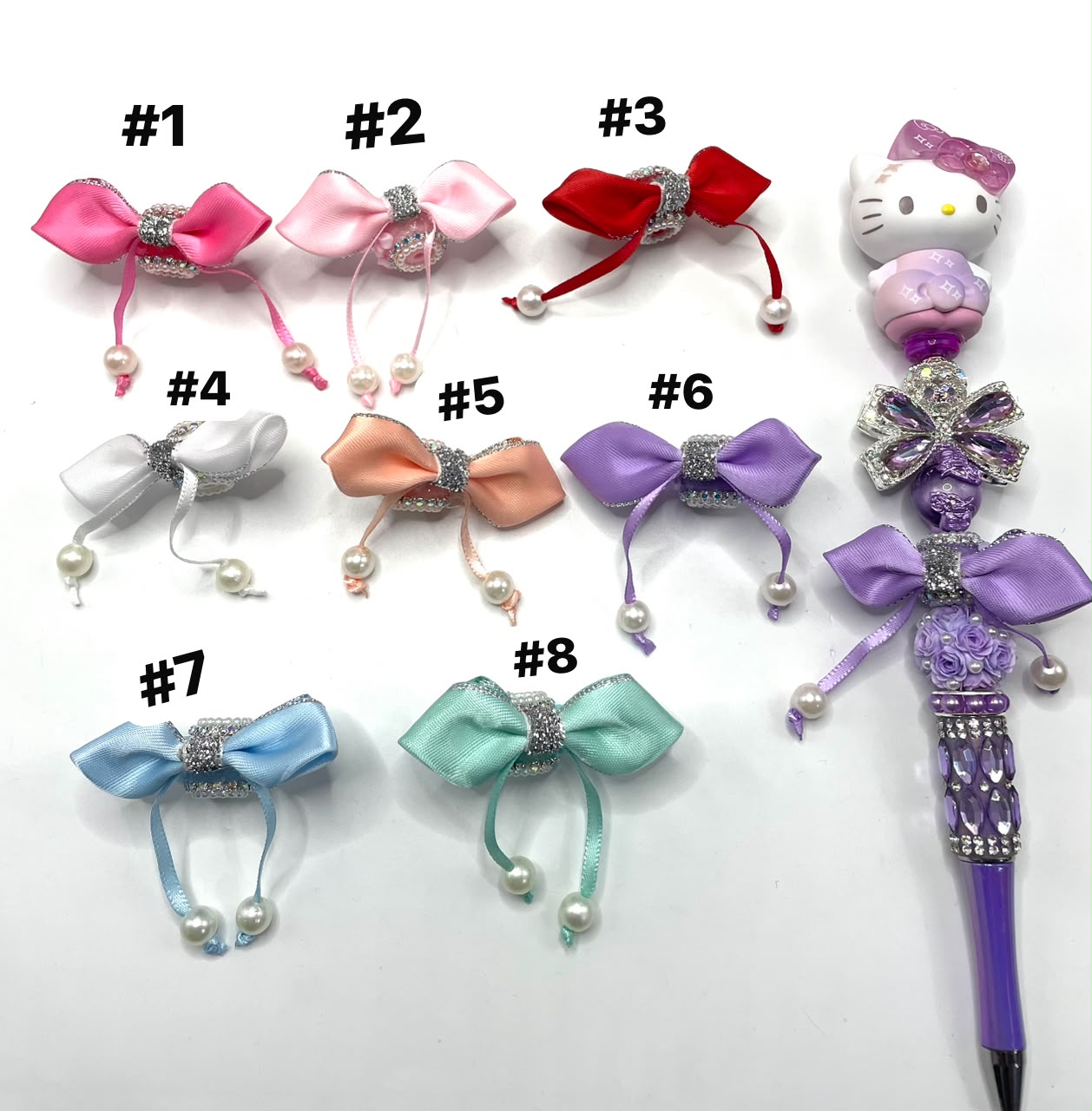 DIY beaded textile bow beads ornaments with rhinestone chain and pearl ,colored,random mix