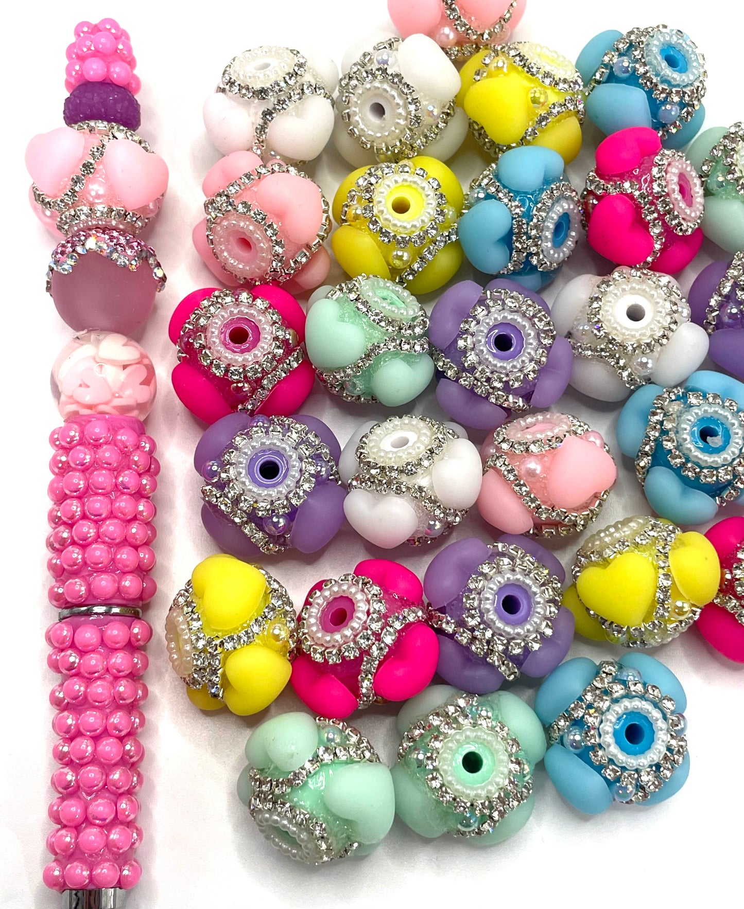 Acrylic beads Fancy Beads Sanded Heart Matte Candy-colored heart 19mm Random Mix