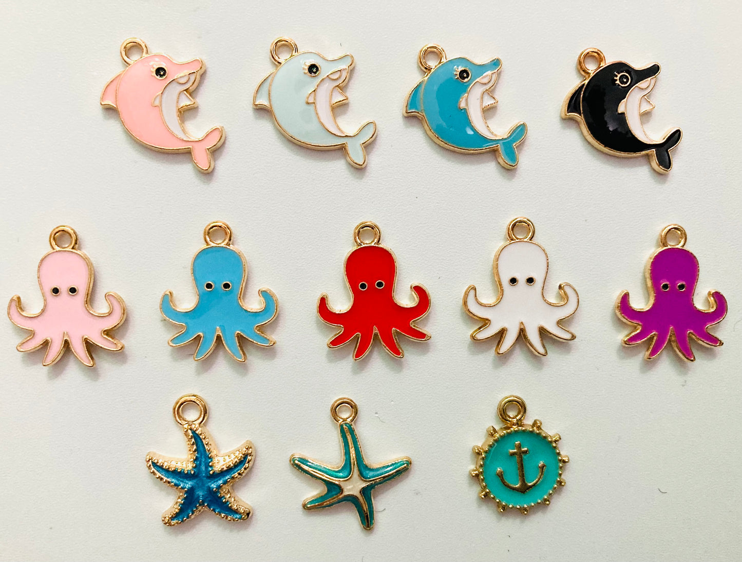 charm Ocean Series Metal alloy diy Pendant Earrings Starfish Dolphin Octopus