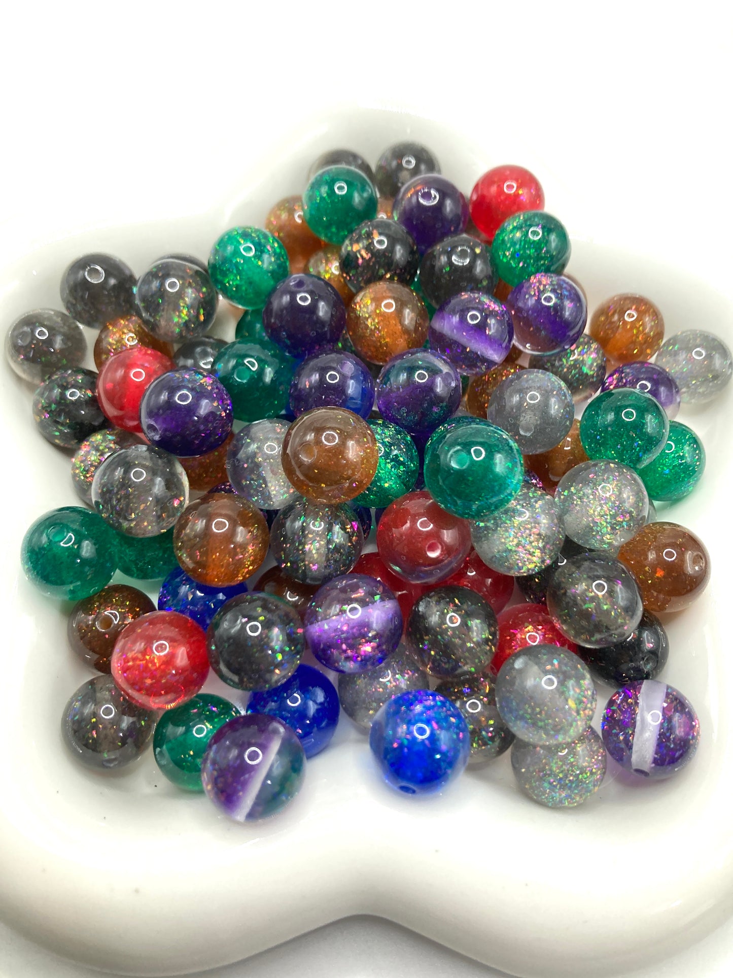 diy beaded beadable acrylic glitter beads 16mm inside ornament confetti looking