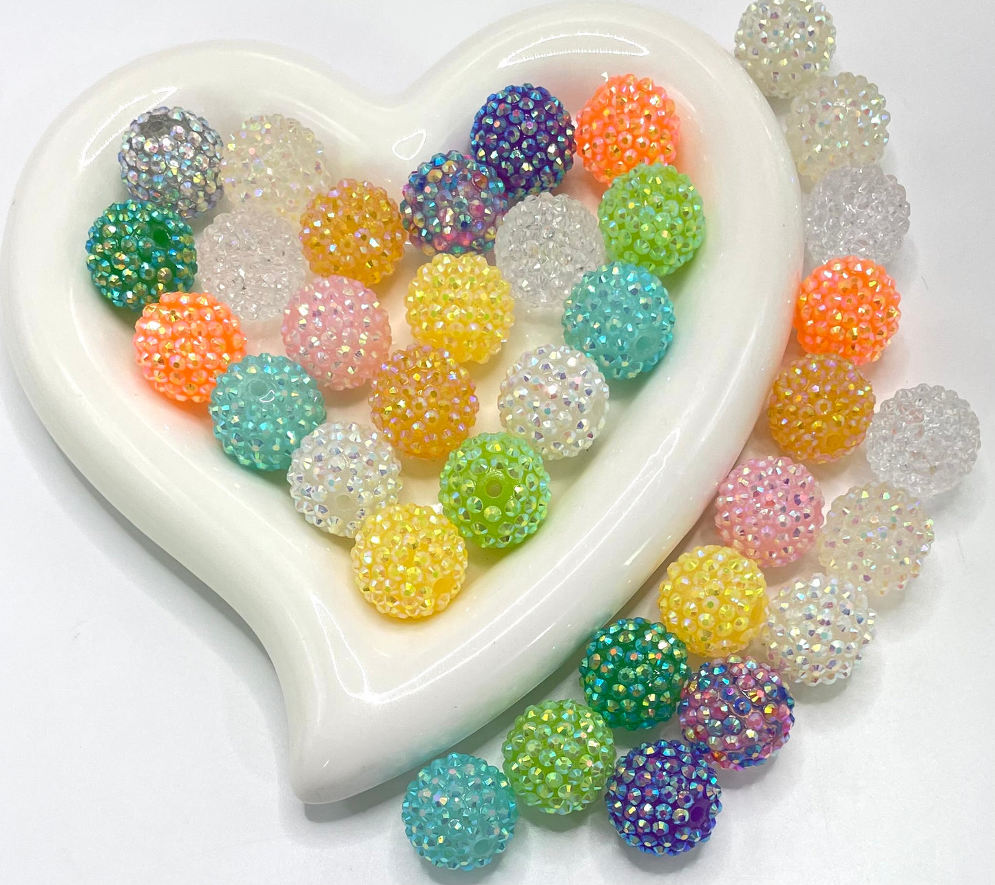 Rhinestone Disco ball beads ,mixed color sparkly clay beads for jewelry making diy bracelet 20mm