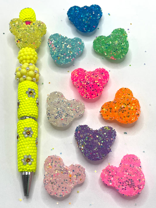 Acrylic beads glitter Sugar Micke Head Acrylic glitter beads 29mm Random Mix