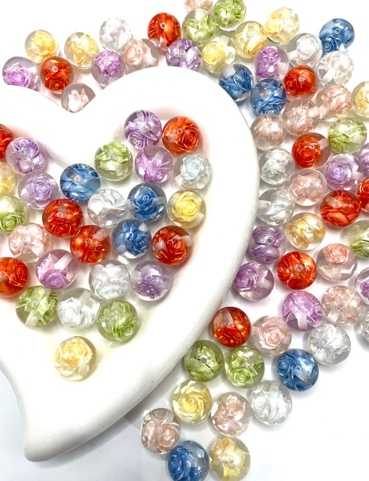 16mm acrylic  resin beads with uv rose resin bead random mixed