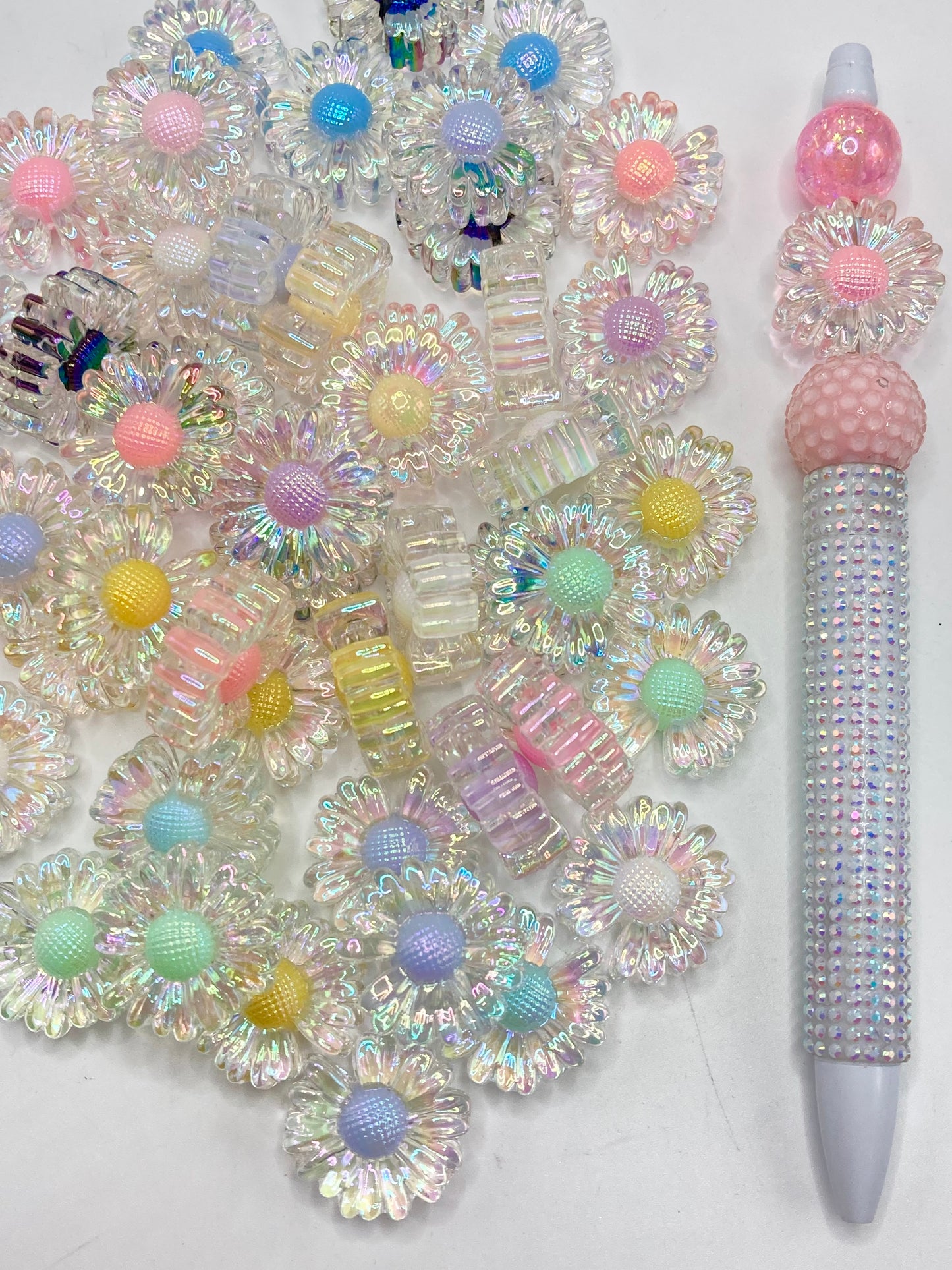 Acrylic beads Acrylic transparent chrysanthemum-shaped beads Daisy Random Mix