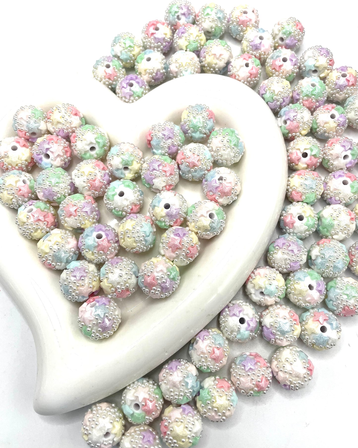 DIY fancy acrylic star bead ornaments with pearl ,random mix ,beaded ,beadable star bead