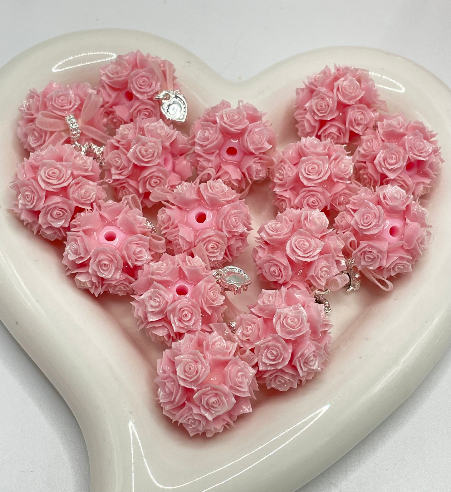 Flower Beads Pendant dangle dangling beads Colored petal beads Rose bead jewelry Random Mix