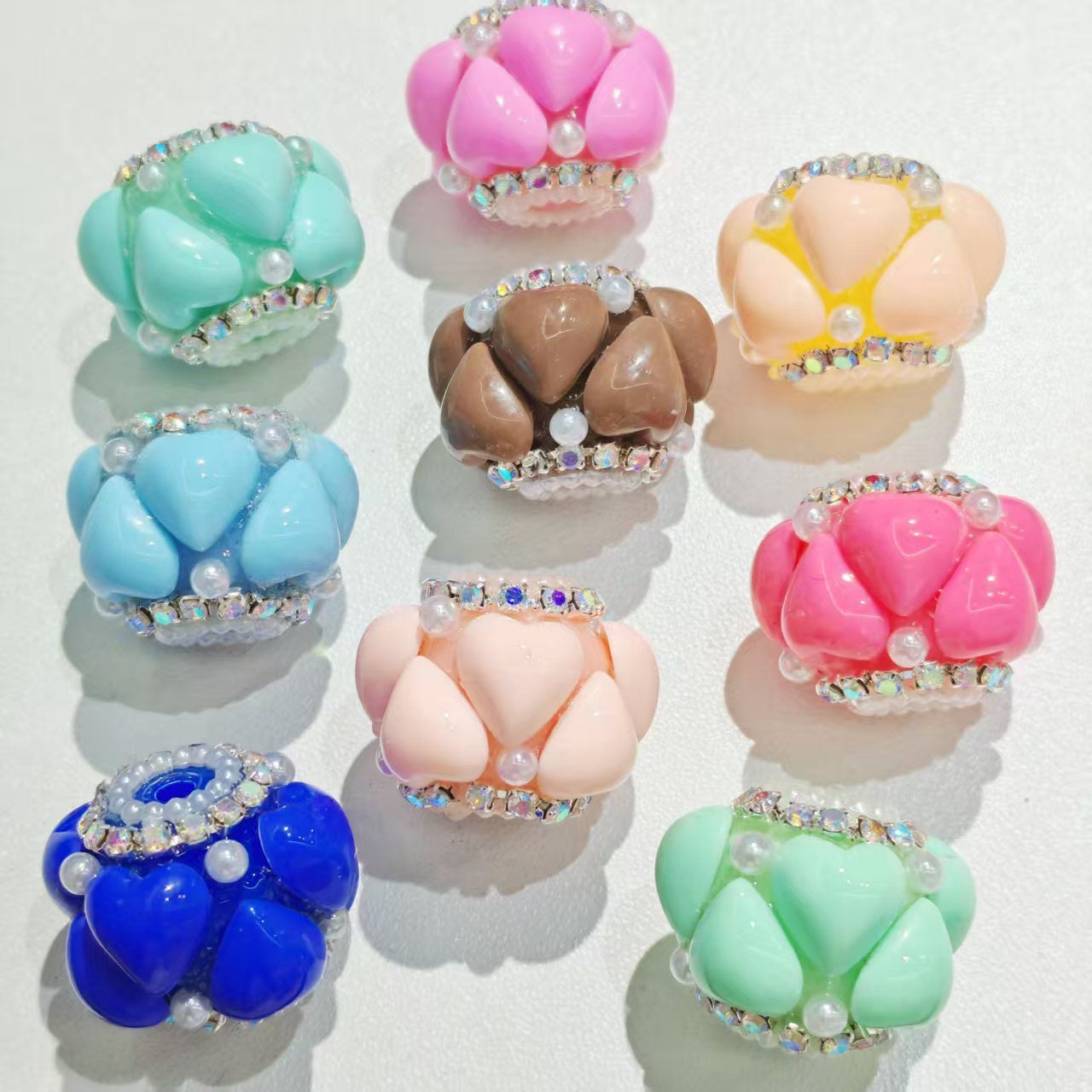 heart beads solid color heart with pearl fancy bead