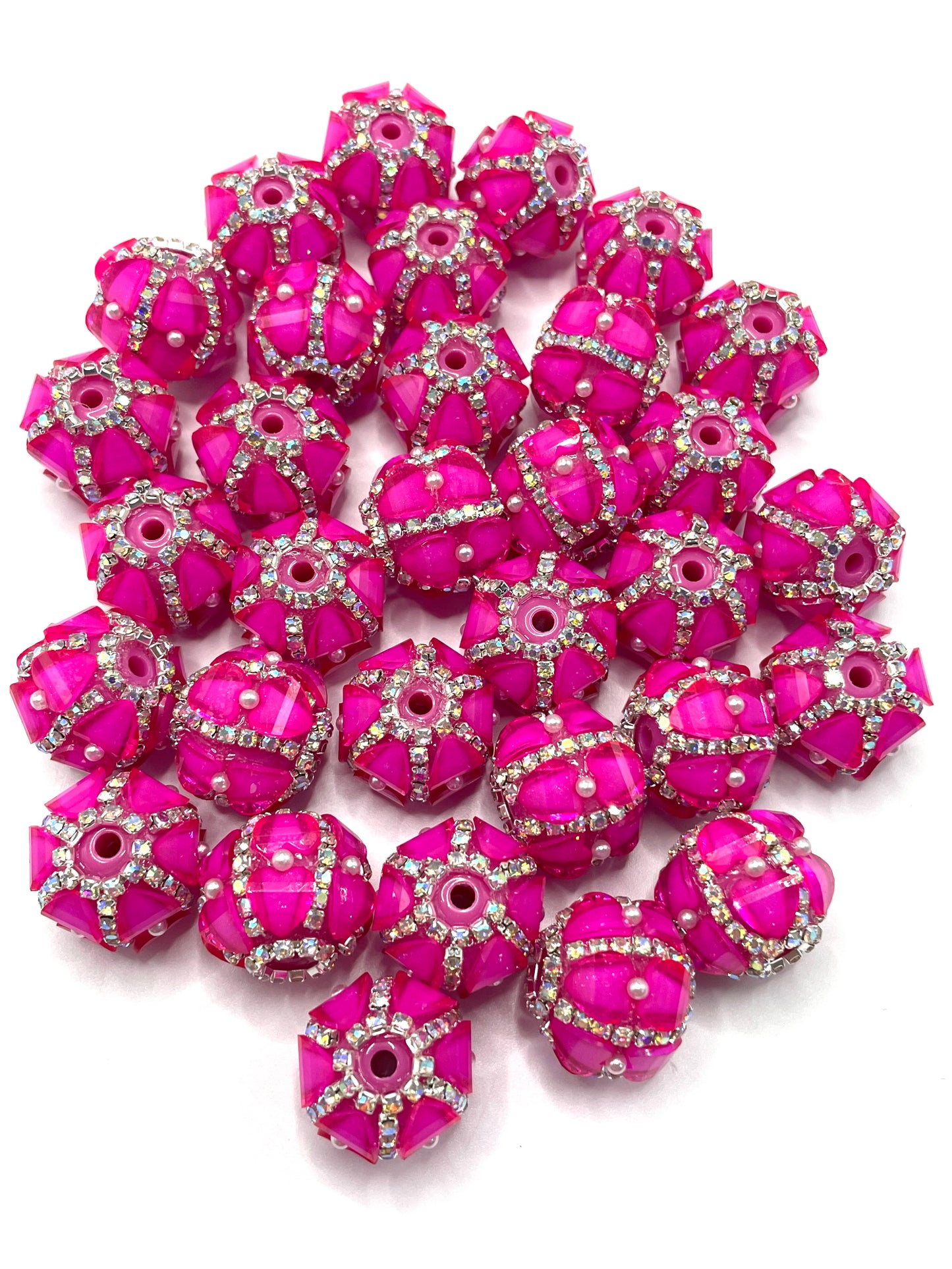 neon bead heart bead with pearl and silver chain fancy beads Random Mix