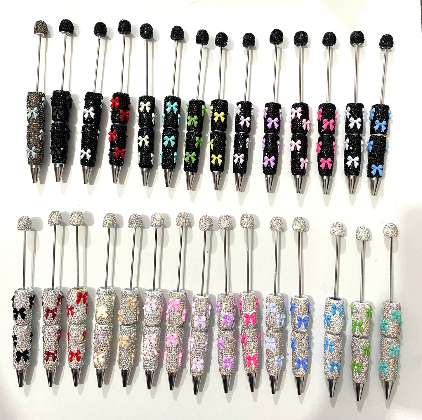 bow pen fancy clay rhinestone bow pen ornaments with acrylic bow colored random mix