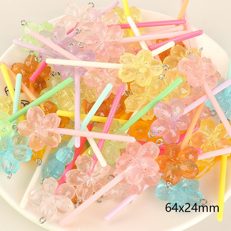Hot selling colorful windmil seashell star heart rainbow bear sun flower candy lollipop charm pendant