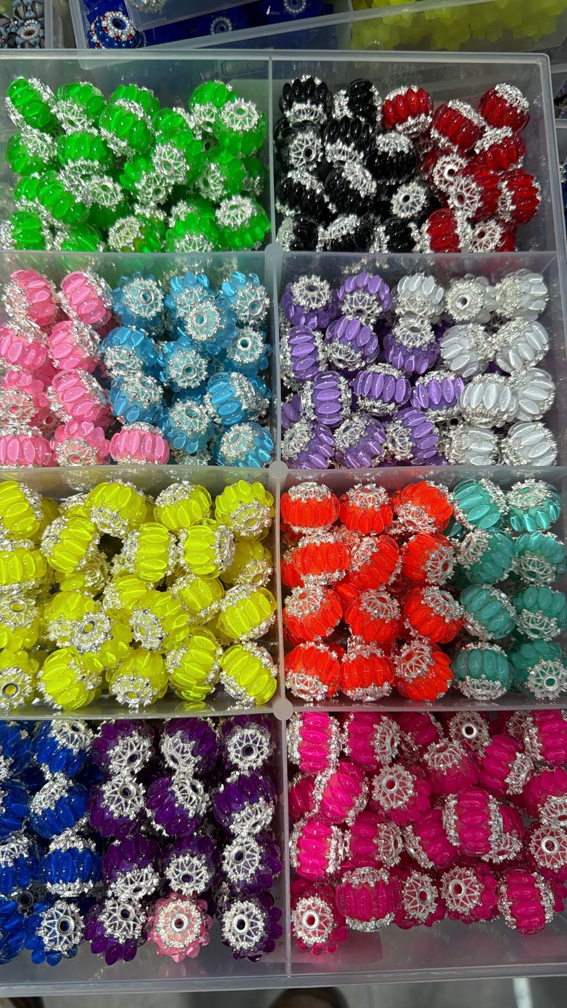 DIY beaded beadable fancy beads ornaments with bead silver skeloton bead cap and oaval shaped colored stone