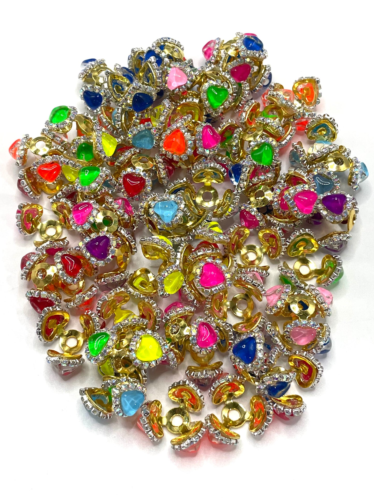 neon spacer Gold neon Glass Mirror Heart Jutuo Golden and silver colors