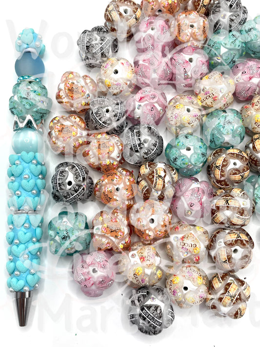 Clay beads Acrylic heart design Fashion beads 20mm Random Mix